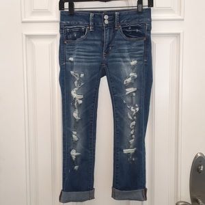 American Eagle distressed cropped jeans